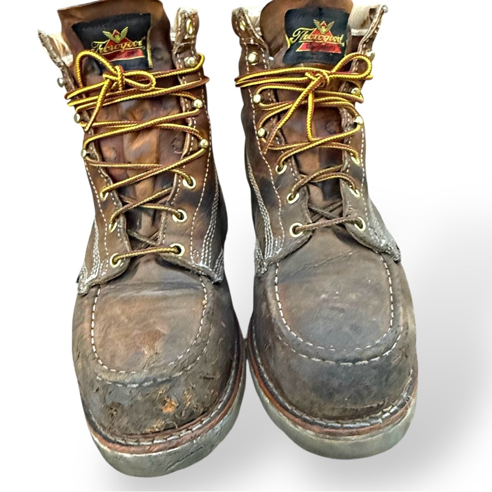 Thorogood Safety Toe American Heritage 6" Crepe Sole Work Boots size 9 2E Steel - Picture 8 of 16